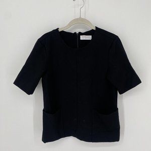 Everlane shirt womens medium M black short sleeve work business minimalist